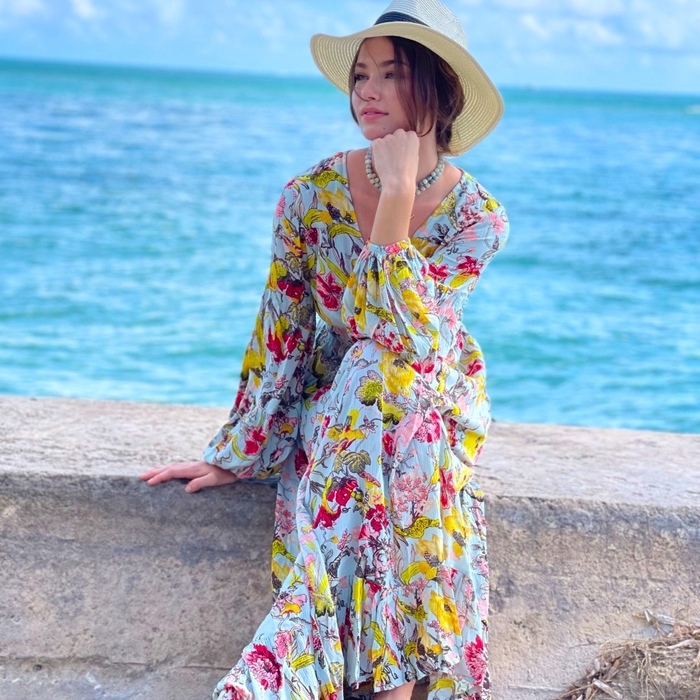 Blossoms Maxi Wrap Dress/Robe NWT